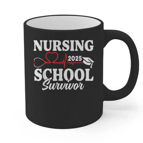 Nursing School Survivor 2025 RN ER Graduation Nurse Grad Graphic Print Coffee Mug - Best Gift Smart