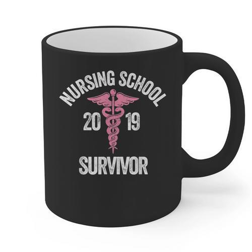 Nursing School Survivor Apparel Graduation Party Nurse RN Graphic Print Coffee Mug - Best Gift Smart
