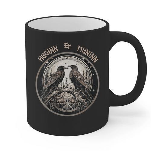Odin Ravens Memory And Mind Huginn And Muninn Odin's Ravens Graphic Print Coffee Mug - Easessy