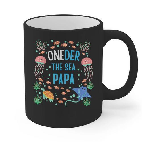 OneDer The Sea Papa 1st Birthday Dad Matching Graphic Print Coffee Mug - Father's Day Fun