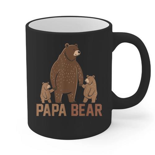 Papa Bear Dad Two Cubs Daddy Bear 2 Kids Father's Day Graphic Print Coffee Mug - Father's Day Fun