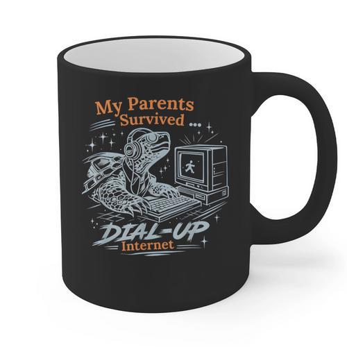 My Parents Survived Dial Up Internet Nostalgia Turtle Graphic Print Coffee Mug - Figerry