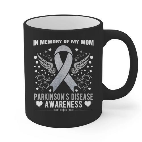 Parkinson's Disease Awareness Memory Of My Mom Ribbon Wings Graphic Print Coffee Mug - Easessy