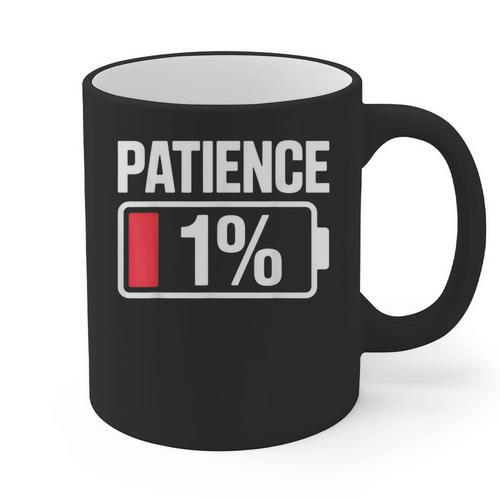 Patience 1 Battery Low Mood Tired Introvert Humor Graphic Print Coffee Mug - Raresse