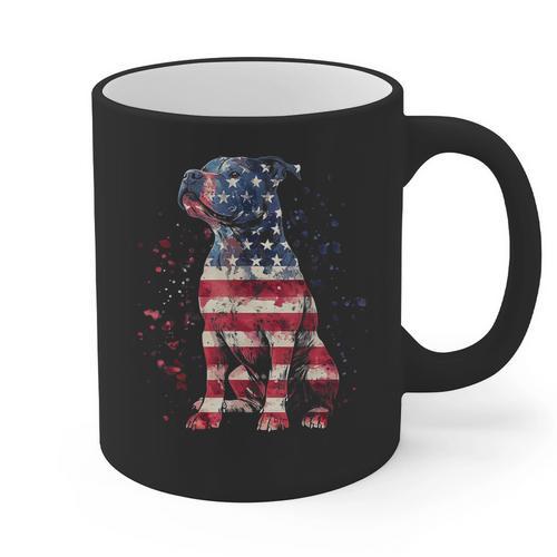 Patriotic Pitbull American Flag 4th Of July Dog Pitbull Dad Graphic Print Coffee Mug - Father's Day Fun