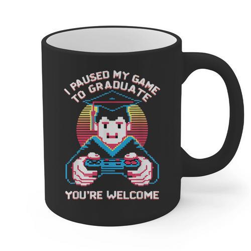 I Paused My Game To Graduate 2024 Gamer Graduation Graphic Print Coffee Mug - Best Gift Smart