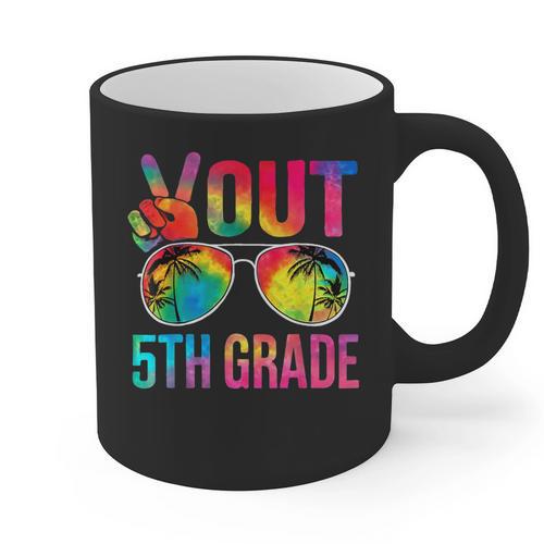 Peace Out 5th Grade Tie Dye Graduation Last Day Of School Graphic Print Coffee Mug - Best Gift Smart