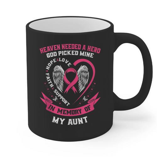 Pink In Memory Of Loving Aunt Breast Cancer Memorial Graphic Print Coffee Mug - Easessy