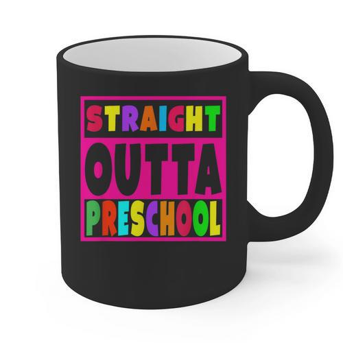 Pink STRAIGHT OUTTA Preschool PRE-K Graduation Graphic Print Coffee Mug - Best Gift Smart