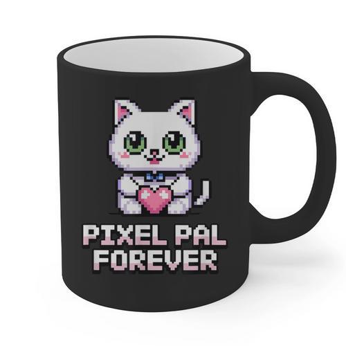 Pixel Art Pet Cat Y2K Retro Vintage Digital Nostalgia Tech Graphic Print Coffee Mug - Figerry