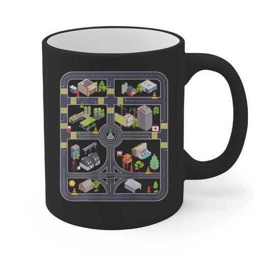 Play Cars On Dad's Back Mom's Back City Map BACK PRINT ONLY Graphic Print Coffee Mug - Father's Day Fun
