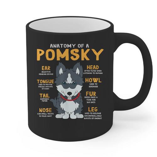 Pomsky Anatomy Dog Mom Dad Graphic Print Coffee Mug - Father's Day Fun