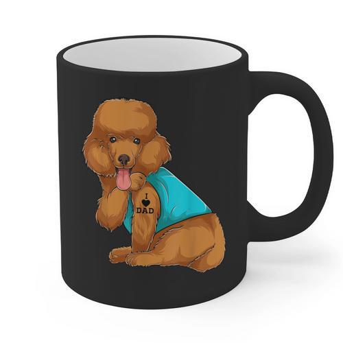 Poodle I Love Dad Tattoo Apparel Dog Dad Dads For Men Women Graphic Print Coffee Mug - Father's Day Fun
