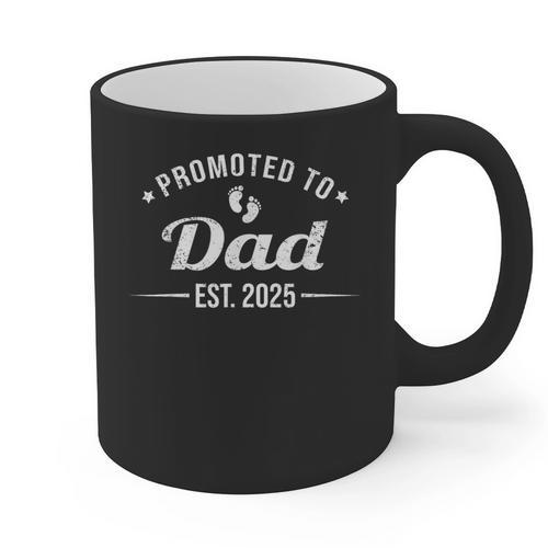 Promoted To Dad EST 2025 Soon To Be Dad Graphic Print Coffee Mug - Father's Day Fun