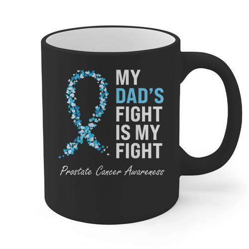 Prostate Cancer Awareness Light Blue Ribbon Dad Survivor Graphic Print Coffee Mug - Father's Day Fun