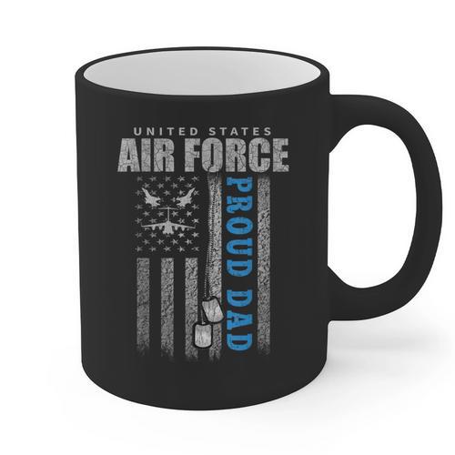 Proud Air Force Dad Of The US Air Force USA Flag Graphic Print Coffee Mug - Father's Day Fun