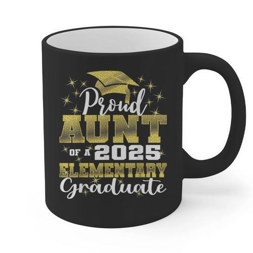 Proud Aunt Of 5th Grade Graduate 2025 Elementary Graduation Graphic Print Coffee Mug - Best Gift Smart