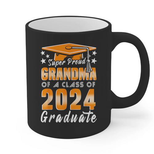 Proud Grandma Of A Class Of 2024 Matching Family Graduation Graphic Print Coffee Mug - Best Gift Smart