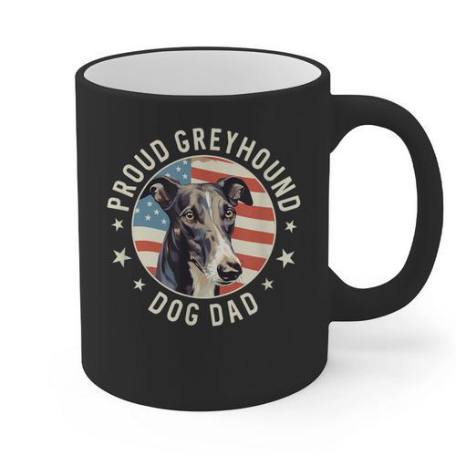 Proud Greyhound Dad American Flag Patriotic Greyhound Dad Graphic Print Coffee Mug - Father's Day Fun