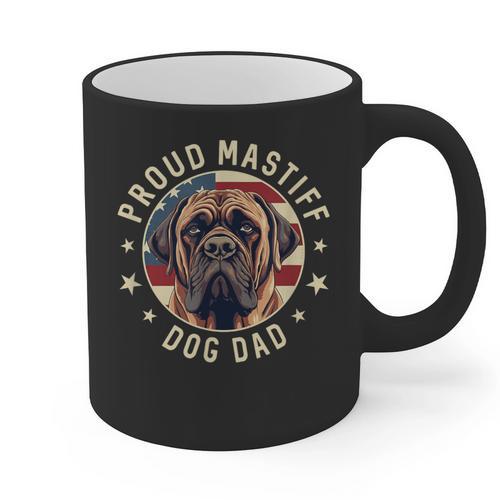 Proud Mastiff Dad American Flag Patriotic Mastiff Dad Graphic Print Coffee Mug - Father's Day Fun