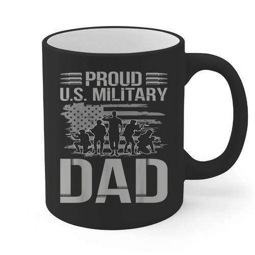 Proud Us Military Dad Father's Day For Dad Grandpa Veteran Graphic Print Coffee Mug - Father's Day Fun