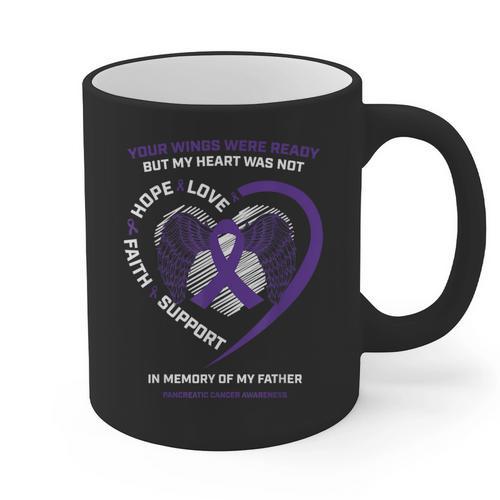 Purple In Memory Of My Dad Pancreatic Cancer Awareness Graphic Print Coffee Mug - Easessy