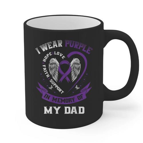 Purple In Memory Of My Dad Pancreatic Cancer Back Graphic Graphic Print Coffee Mug - Easessy