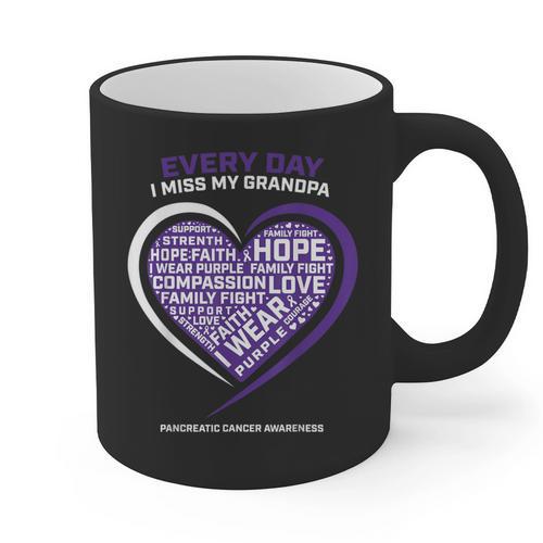 Purple In Memory Of My Grandpa Pancreatic Cancer Awareness Graphic Print Coffee Mug - Easessy