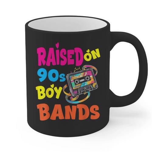 Raised On 90s Boy Bands Nostalgia Love Women Men Graphic Print Coffee Mug - Figerry