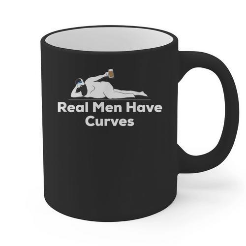 Real Men Have Curves Dad Body Graphic Print Coffee Mug - Father's Day Fun