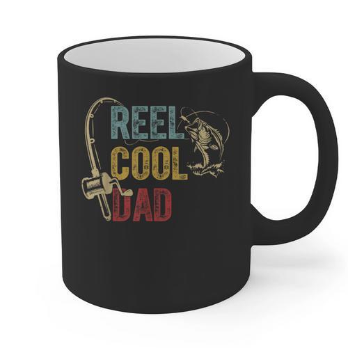 Reel Cool Dad Fishing Shirt Father's Day Fisherman Graphic Print Coffee Mug - Father's Day Fun