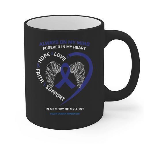 Remembrance Memory Of My Loving Aunt Colon Cancer Awareness Graphic Print Coffee Mug - Easessy