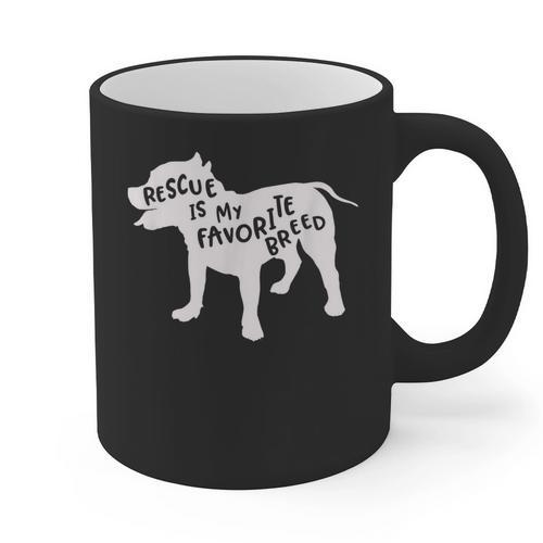 Rescue Is My Favorite Breed T Shirt Pitbull Mam Dad Shirt Graphic Print Coffee Mug - Father's Day Fun