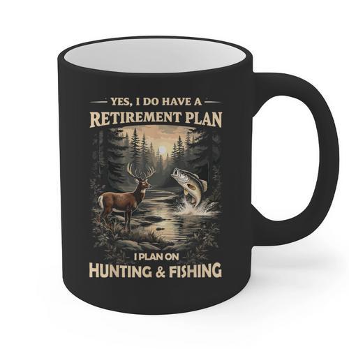 Retirement Plan On Hunting & Fishing Fisherman Hunter Dad Graphic Print Coffee Mug - Father's Day Fun