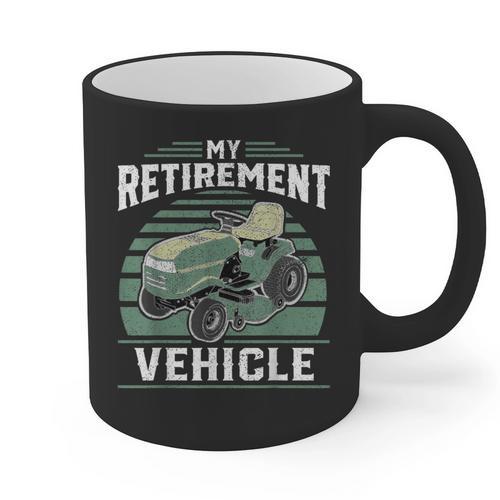 My Retirement Vehicle Riding Lawn Mower Retro Dad Graphic Print Coffee Mug - Father's Day Fun