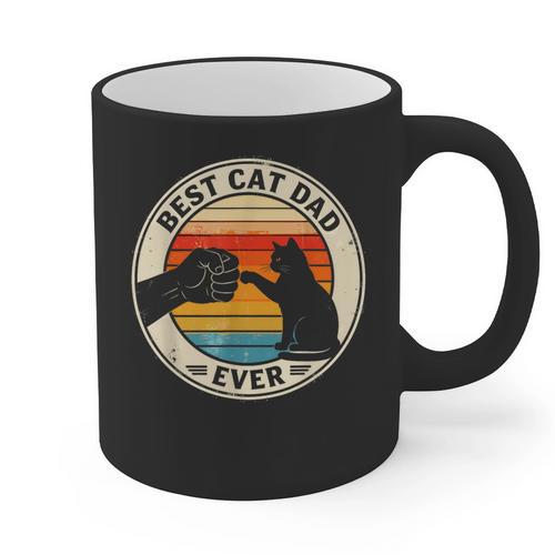 Retro Cat Dad Ever Cats Lovers For Men Women And Kids Graphic Print Coffee Mug - Father's Day Fun