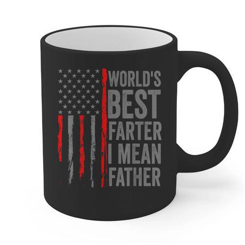 Retro Dad World's Best Farter I Mean Father Vintage Flag Usa Graphic Print Coffee Mug - Father's Day Fun