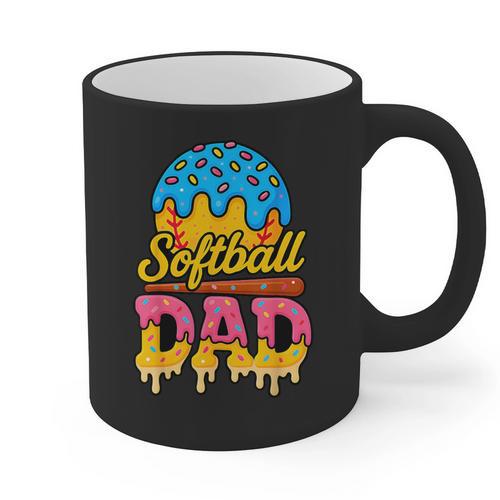 Retro Ice Cream Drip Softball Dad Game Day Dad Father's Day Graphic Print Coffee Mug - Father's Day Fun