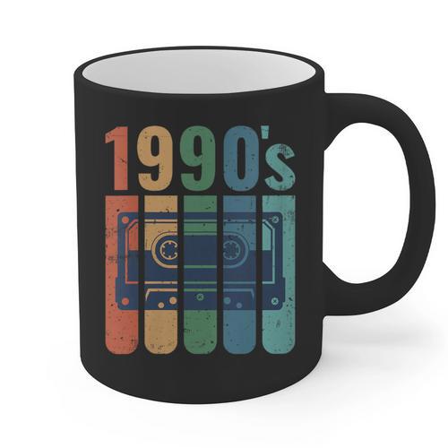 Retro Nineties Style Audio Tape Nostalgia Year 1990 Graphic Print Coffee Mug - Figerry