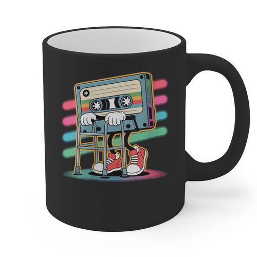 Retro Old Cassette Tape Cartoon With Walker Nostalgia Graphic Print Coffee Mug - Figerry