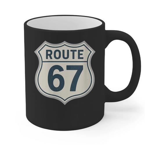 Retro Route 67 Highway Sign Vintage Road Nostalgia Graphic Print Coffee Mug - Figerry