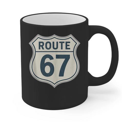 Retro Route 67 Highway Sign Vintage Road Nostalgia Graphic Print Coffee Mug - Figerry