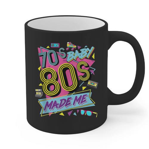Retro Vintage 70's Baby 80's Made Me Nostalgia Classic Graphic Print Coffee Mug - Figerry