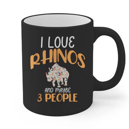 I Like Rhinos And Maybe 3 People Introvert Animal Graphic Print Coffee Mug - Raresse