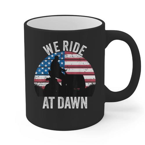 We Ride At Dawn Lawnmower Lawn Mowing Dad Vintage Men Graphic Print Coffee Mug - Father's Day Fun