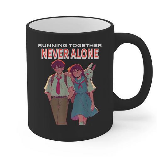 Running Together Always Connected Anime Nostalgia Message Graphic Print Coffee Mug - Figerry