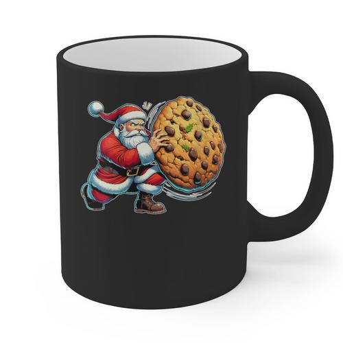 Santa Holding Cookie Xmas Baker Introvert Christmas Graphic Print Coffee Mug - Raresse