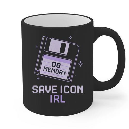 Save Icon IRL Retro Tech Humor Floppy Disk 90s Nostalgia Graphic Print Coffee Mug - Figerry
