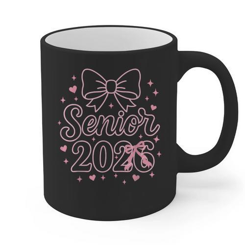 Senior 2026 Class Of 2026 Coquette Pink Bow Graduation Graphic Print Coffee Mug - Best Gift Smart