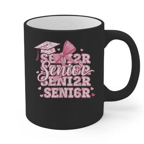 Senior 2026 Class Of 2026 Cute Coquette Pink Bow Graduation Graphic Print Coffee Mug - Best Gift Smart